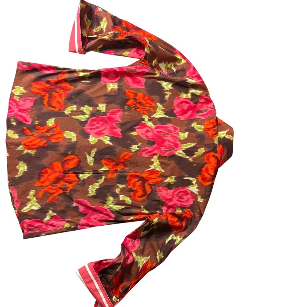 Liz‎ Locke New York Floral Button Front Blouse Size 14 Made in USA - Picture 2 of 8